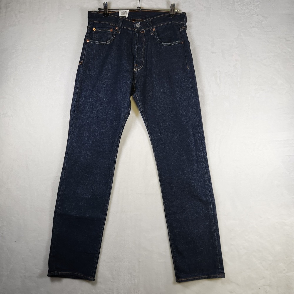Levi's 501 Original Fit Stretch Jeans 30x32 Button Fly Dark Wash Denim Irregular